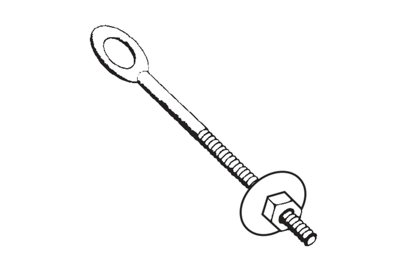 Eye Bolt with Flat Washer and Nut — MBCI published product reference figure. The shown finish and configuration are representative; refer to the selected product options.