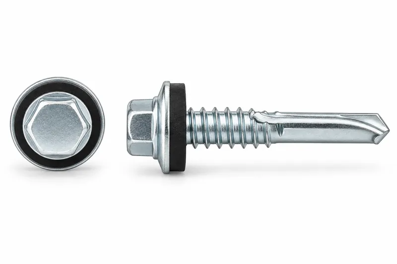 12-24 x 11/4" with #5 Drill Point — AI-generated front and side illustration