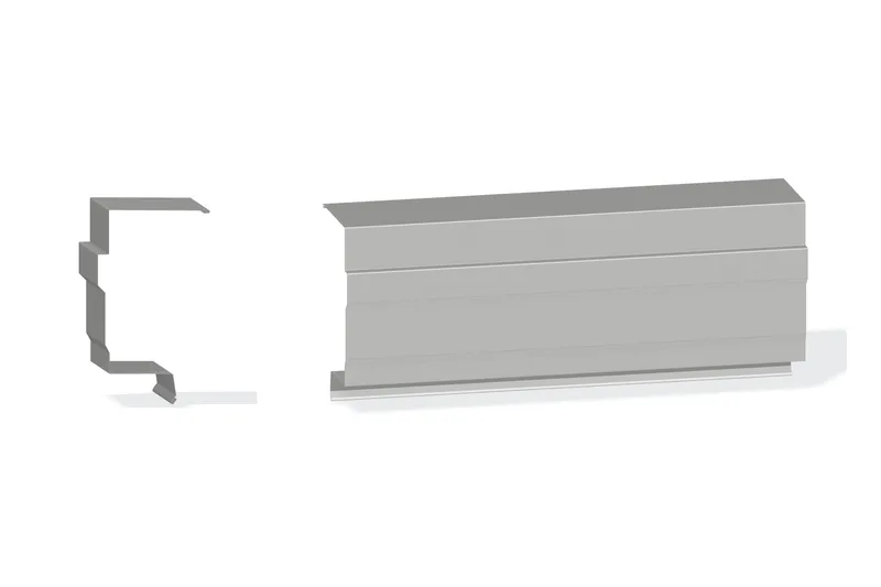 Edgecraft Northern Lg. Mitered High Eave Trim - Double-Lok, Ultra-Dek Roof with 3" Wall Panel — Product reference illustration. The shown finish and dimensions are representative; refer to the selected product options.
