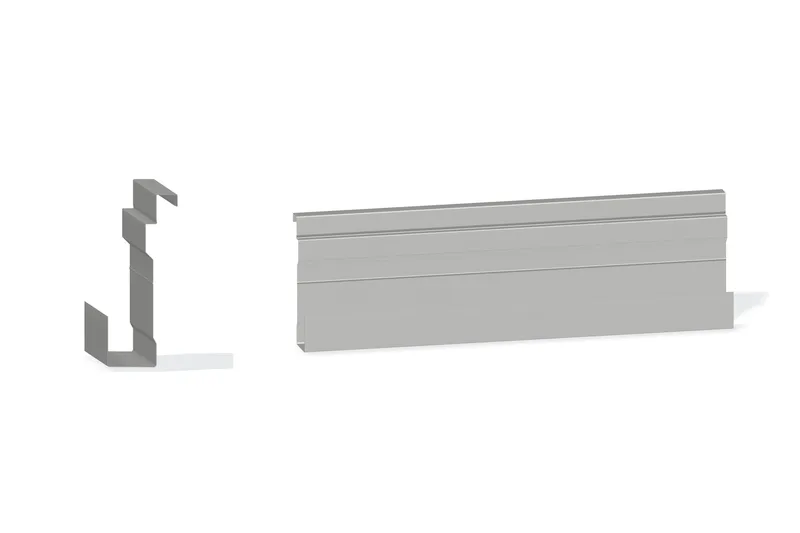 Edgecraft Northern Lg. Mitered Rake Trim - BattenLok HS, SuperLok Roof At Steel Line with 1-1/4" Wall Panel — Product reference illustration. The shown finish and dimensions are representative; refer to the selected product options.