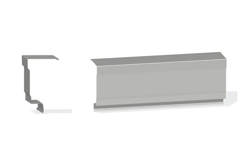 Edgecraft Southern Lg. High Eave Trim - PBR, BattenLok HS, SuperLok, Double-Lok, Ultra-Dek Roof with 3" Wall Panel — Product reference illustration. The shown finish and dimensions are representative; refer to the selected product options.