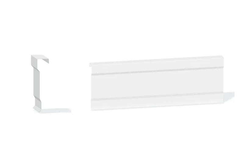 Edgecraft Southern Lg. Rake Trim - Roof At Steel Line with 1-1/4" Wall Panel — Product reference illustration. The shown finish and dimensions are representative; refer to the selected product options.