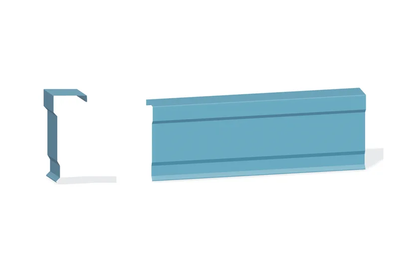 Edgecraft Southern Lg. Rake Trim - BattenLok HS, SuperLok, Double-Lok, Ultra-Dek Roof At Steel Line with 3" Wall Panel — Product reference illustration. The shown finish and dimensions are representative; refer to the selected product options.