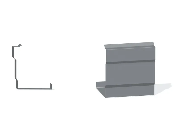 Edgecraft Southern Std. Eave Gutter Expansion Cover - BattenLok HS, SuperLok — Product reference illustration. The shown finish and dimensions are representative; refer to the selected product options.