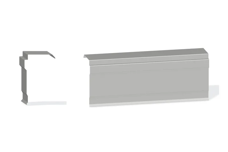 Edgecraft Northern Lg. Mitered Rake Trim - PBR Roof 3/4" Thru 3" From Steel Line with 3/4" Thru 1-3/4" Wall Panel — Product reference illustration. The shown finish and dimensions are representative; refer to the selected product options.