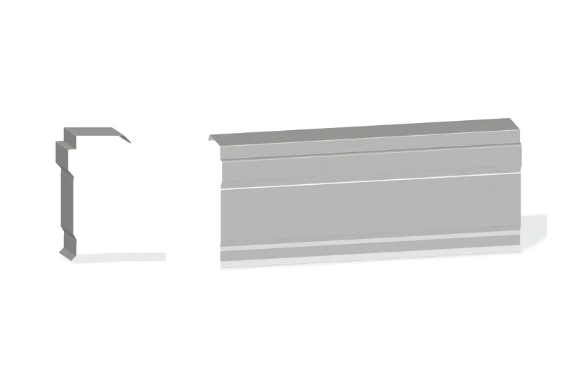 Edgecraft Northern Lg. Mitered Rake Trim - PBR Roof At Steel Line Up To 3/4" with 3" Wall Panel — Product reference illustration. The shown finish and dimensions are representative; refer to the selected product options.