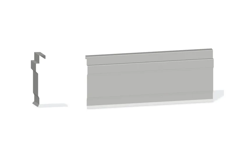 Edgecraft Northern Lg. Rake Trim - BattenLok HS, SuperLok Roof At Steel Line with 1-1/4" Wall Panel — Product reference illustration. The shown finish and dimensions are representative; refer to the selected product options.