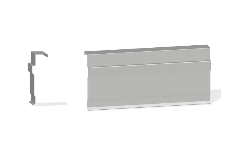 Edgecraft Northern Lg. Rake Trim - Double-Lok, Ultra-Dek Roof At Steel Line with 3" Wall Panel — Product reference illustration. The shown finish and dimensions are representative; refer to the selected product options.