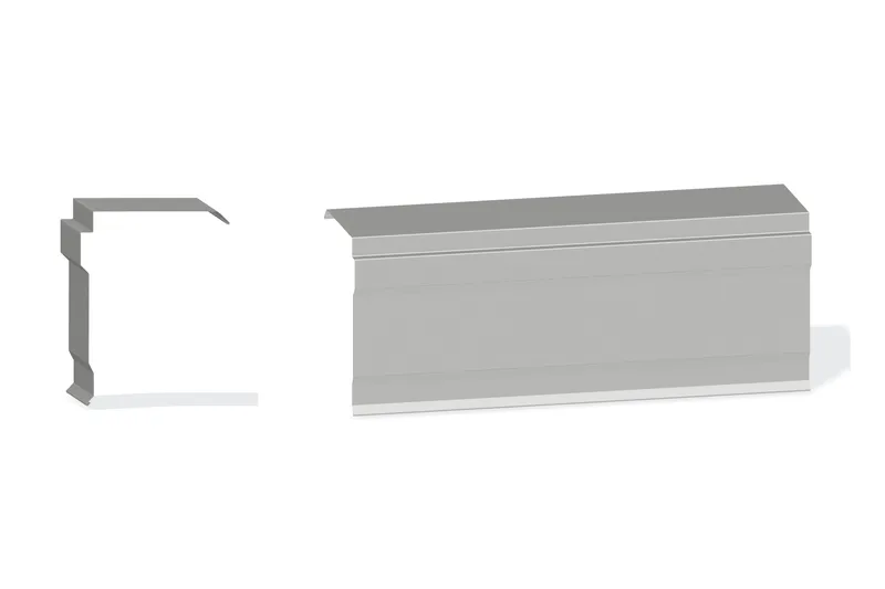 Edgecraft Northern Lg. Rake Trim - PBR Roof 3/4" Thru 3" From Steel Line with 3" Wall Panel — Product reference illustration. The shown finish and dimensions are representative; refer to the selected product options.