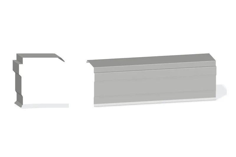 Edgecraft Northern Std. Mitered Rake Trim - PBR Roof 3/4" Thru 3" From Steel Line with 3" Wall Panel — Product reference illustration. The shown finish and dimensions are representative; refer to the selected product options.