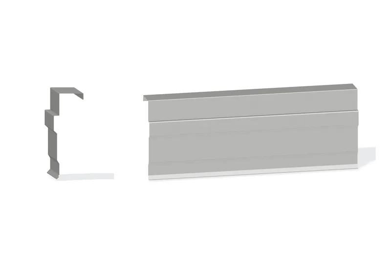 Edgecraft Northern Std. Mitered Rake Trim - Double-Lok, Ultra-Dek Roof At Steel Line with 3" Wall Panel — Product reference illustration. The shown finish and dimensions are representative; refer to the selected product options.