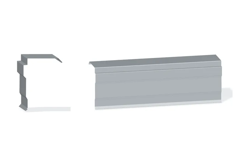 Edgecraft Northern Std. Mitered Rake Trim - PBR Roof 3/4" Thru 3" From Steel Line with 3/4" Thru 1-3/4" Wall Panel — Product reference illustration. The shown finish and dimensions are representative; refer to the selected product options.