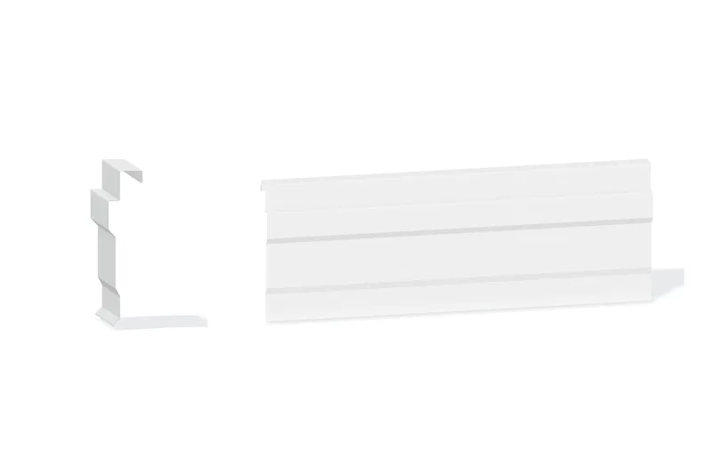 Edgecraft Northern Std. Rake Trim - BattenLok HS, SuperLok Roof At Steel Line with 1-1/4" Wall Panel — Product reference illustration. The shown finish and dimensions are representative; refer to the selected product options.