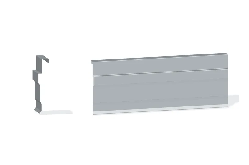 Edgecraft Northern Std. Rake Trim - Double-Lok, Ultra-Dek Roof At Steel Line with 1-1/4" Wall Panel — Product reference illustration. The shown finish and dimensions are representative; refer to the selected product options.