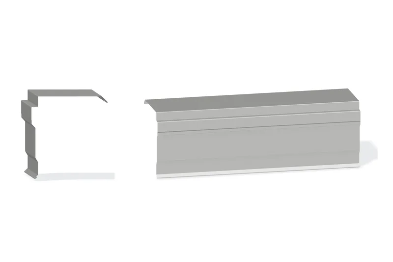 Edgecraft Northern Std. Rake Trim - PBR Roof 3/4" Thru 3" From Steel Line with 3" Wall Panel — Product reference illustration. The shown finish and dimensions are representative; refer to the selected product options.