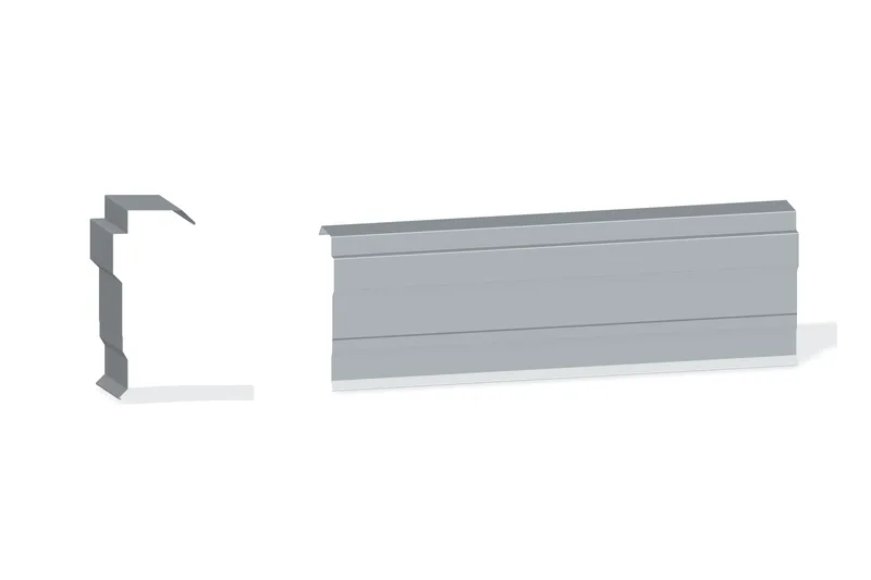 Edgecraft Northern Std. Rake Trim - PBR Roof At Steel Line Up To 3/4" with 3/4" Thru 1-3/4" Wall Panel — Product reference illustration. The shown finish and dimensions are representative; refer to the selected product options.