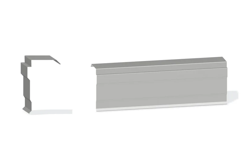 Edgecraft Northern Std. Rake Trim - PBR Roof At Steel Line Up To 3/4" with 3" Wall Panel — Product reference illustration. The shown finish and dimensions are representative; refer to the selected product options.