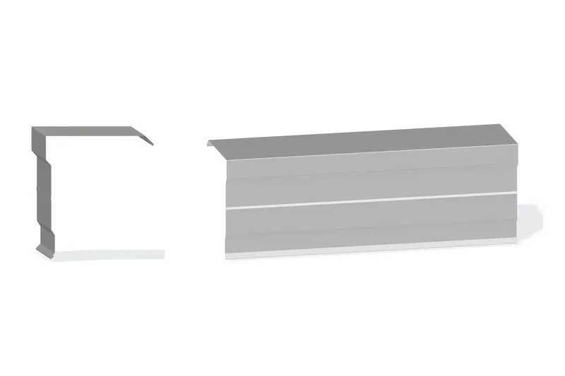 Edgecraft Southern Lg. Mitered Rake Trim - PBR Roof 3/4" Thru 3" From Steel Line with 3" Wall Panel — Product reference illustration. The shown finish and dimensions are representative; refer to the selected product options.