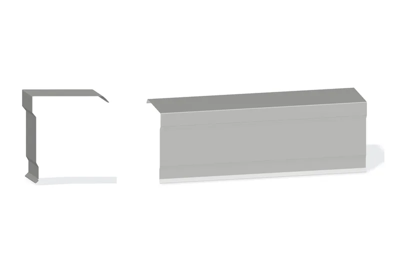 Edgecraft Southern Lg. Rake Trim - PBR Roof 3/4" Thru 3" From Steel Line with 3" Wall Panel — Product reference illustration. The shown finish and dimensions are representative; refer to the selected product options.