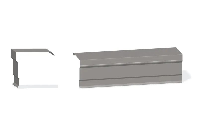 Edgecraft Southern Std. Mitered Rake Trim - PBR Roof 3/4" Thru 3" From Steel Line with 3" Wall Panel — Product reference illustration. The shown finish and dimensions are representative; refer to the selected product options.