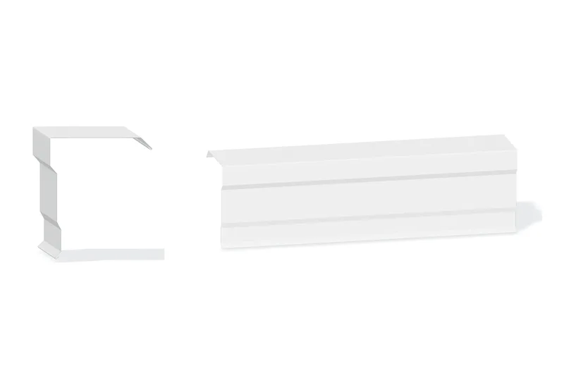 Edgecraft Southern Std. Mitered Rake Trim - PBR Roof 3/4" Thru 3" From Steel Line with 3/4" Thru 1-3/4" Wall Panel — Product reference illustration. The shown finish and dimensions are representative; refer to the selected product options.