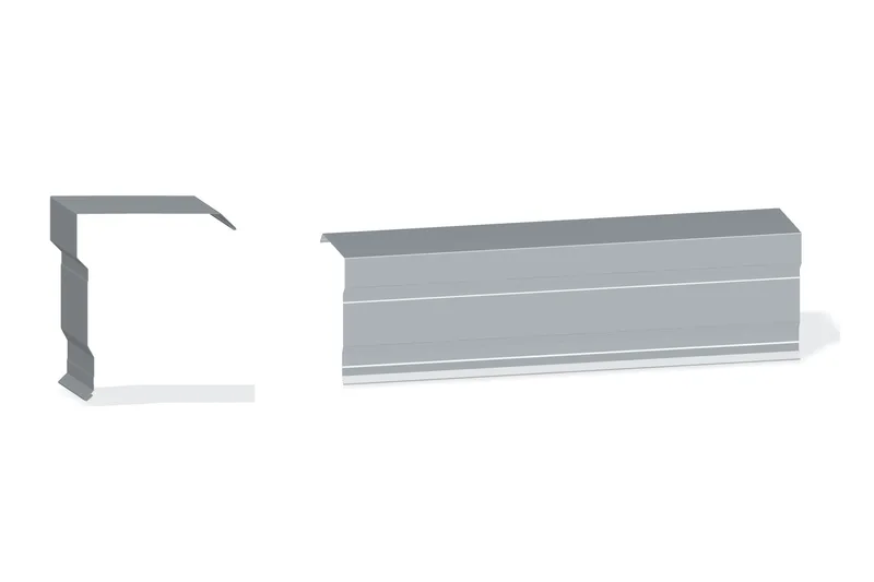 Edgecraft Southern Std. Rake Trim - PBR Roof 3/4" Thru 3" From Steel Line with 3/4" Thru 1-3/4" Wall Panel — Product reference illustration. The shown finish and dimensions are representative; refer to the selected product options.