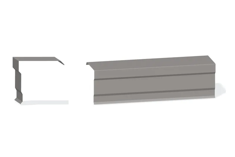 Edgecraft Southern Std. Rake Trim - PBR Roof 3/4" Thru 3" From Steel Line with 3" Wall Panel — Product reference illustration. The shown finish and dimensions are representative; refer to the selected product options.