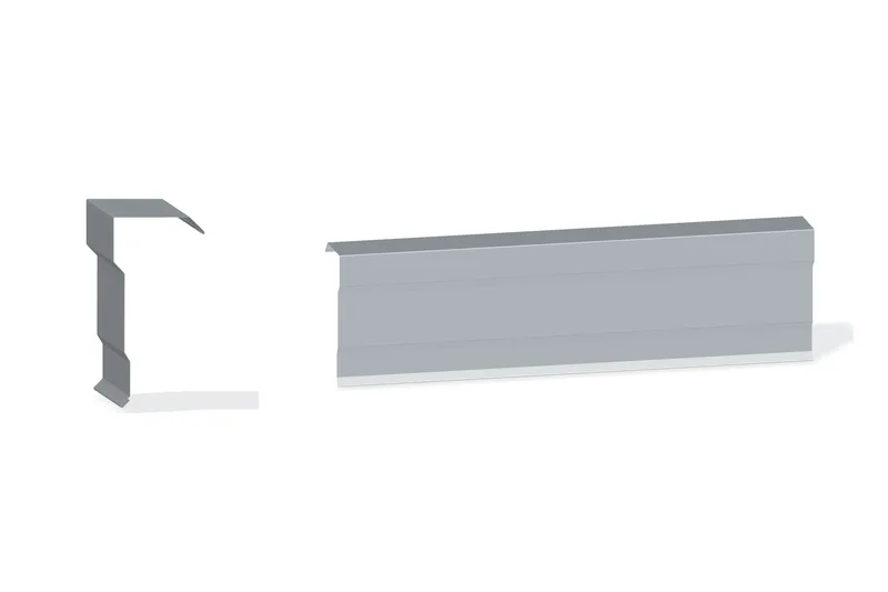 Edgecraft Southern Std. Rake Trim - PBR Roof At Steel Line Up To 3/4" with 3/4" Thru 1-3/4" Wall Panel — Product reference illustration. The shown finish and dimensions are representative; refer to the selected product options.