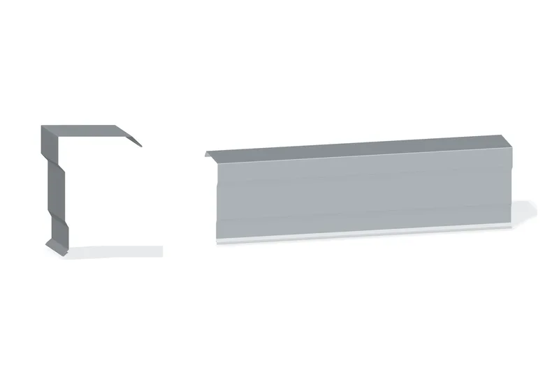 Edgecraft Southern Std. Rake Trim - PBR Roof At Steel Line Up To 3/4" with 3" Wall Panel — Product reference illustration. The shown finish and dimensions are representative; refer to the selected product options.