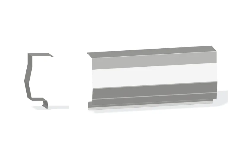 Sculptured Northern Lg. High Eave Trim - Double-Lok, Ultra-Dek Roof With 3" Wall Panel — Product reference illustration. The shown finish and dimensions are representative; refer to the selected product options.