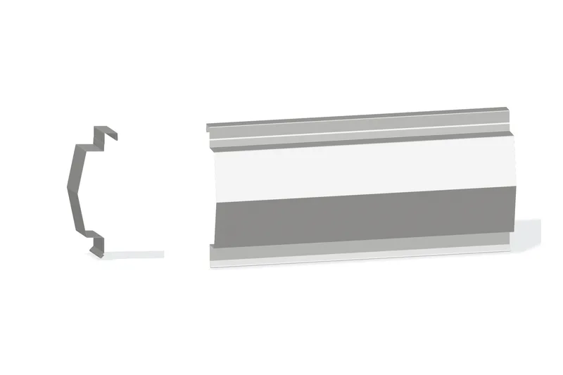 Sculptured Northern Lg. Mitered Rake Trim - Roof At Steel Line with 1-1/4" Wall Panel — Product reference illustration. The shown finish and dimensions are representative; refer to the selected product options.