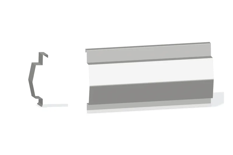 Sculptured Northern Lg. Mitered Rake Trim - Double-Lok, Ultra-Dek Roof At Steel Line with 1-1/4" Wall Panel — Product reference illustration. The shown finish and dimensions are representative; refer to the selected product options.
