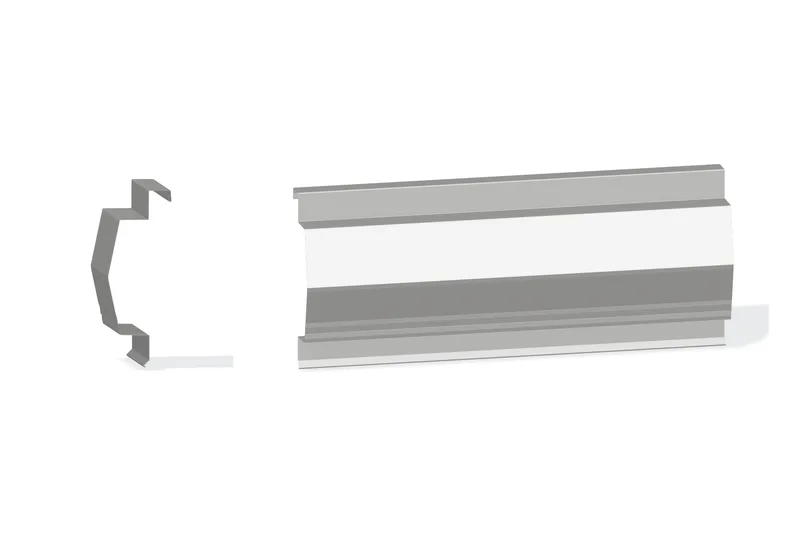 Sculptured Northern Std. Rake Trim - Roof At Steel Line with 1-1/4" Wall Panel — Product reference illustration. The shown finish and dimensions are representative; refer to the selected product options.