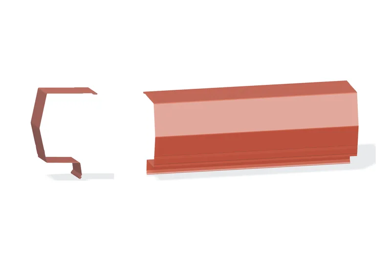 Sculptured Southern Lg. High Eave Trim - Roof with 3/4" Thru 1-3/4" Wall Panel — Product reference illustration. The shown finish and dimensions are representative; refer to the selected product options.