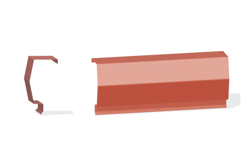 Sculptured Southern Lg. MItered Rake Trim - Roof At Steel Line with 3" Wall Panel — Product reference illustration. The shown finish and dimensions are representative; refer to the selected product options.