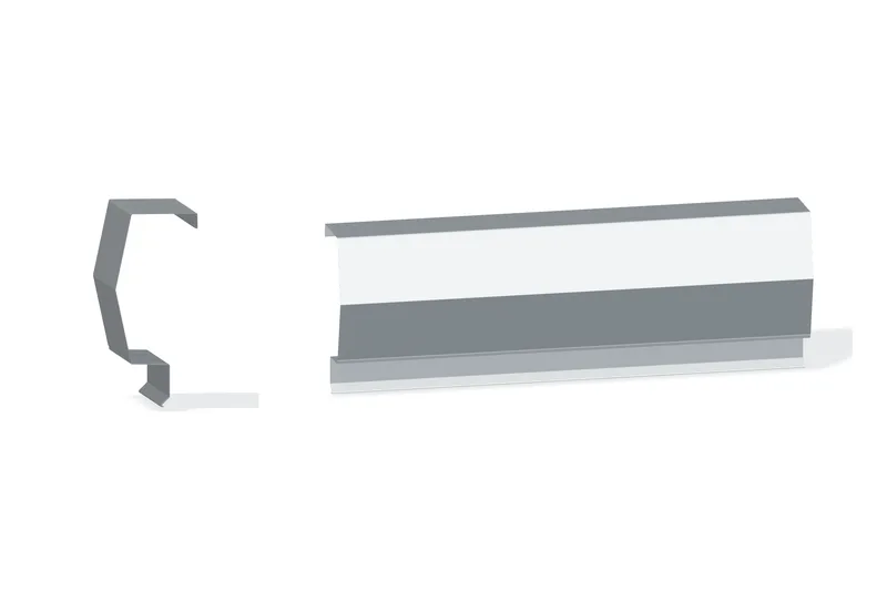 Sculptured Southern Std. Rake Trim - Roof At Steel Line with 1-1/4" Wall Panel — Product reference illustration. The shown finish and dimensions are representative; refer to the selected product options.