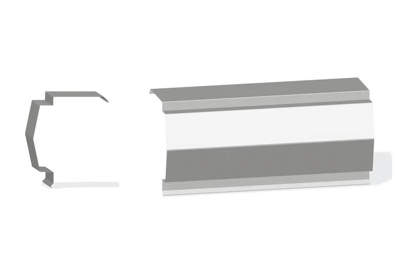 Sculptured Northern Lg. Mitered Rake Trim - PBR Roof 3/4" Thru 3" From Steel Line with 3" Wall Panel — Product reference illustration. The shown finish and dimensions are representative; refer to the selected product options.