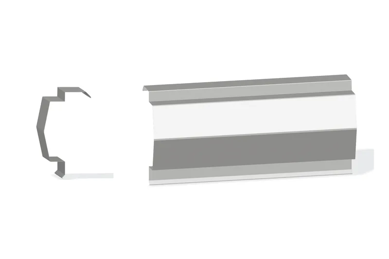 Sculptured Northern Lg. Mitered Rake Trim - PBR Roof At Steel Line Up To 3/4" with 3" Wall Panel — Product reference illustration. The shown finish and dimensions are representative; refer to the selected product options.