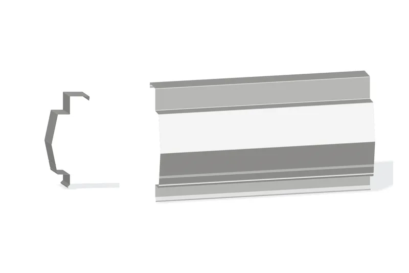 Sculptured Northern Lg. Rake Trim - Double-Lok, Ultra-Dek Roof At Steel Line with 3" Wall Panel — Product reference illustration. The shown finish and dimensions are representative; refer to the selected product options.