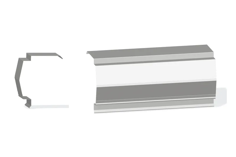 Sculptured Northern Lg. Rake Trim - PBR Roof 3/4" Thru 3" From Steel Line with 3" Wall Panel — Product reference illustration. The shown finish and dimensions are representative; refer to the selected product options.