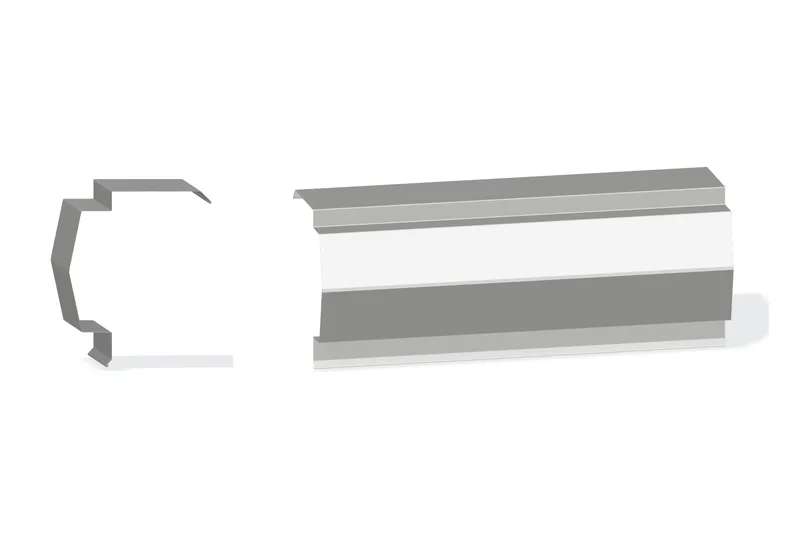 Sculptured Northern Std. Mitered Rake Trim - PBR Roof 3/4" Thru 3" From Steel Line with 3/4" Thru 1-3/4" Wall Panel — Product reference illustration. The shown finish and dimensions are representative; refer to the selected product options.