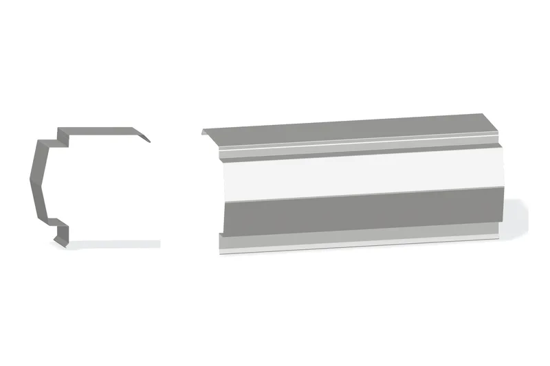 Sculptured Northern Std. Mitered Rake Trim - PBR Roof 3/4" Thru 3" From Steel Line with 3" Wall Panel — Product reference illustration. The shown finish and dimensions are representative; refer to the selected product options.