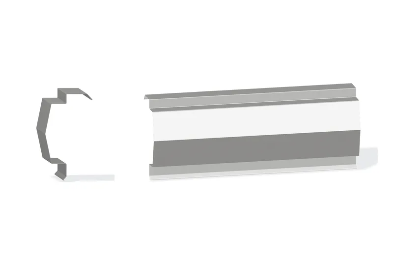 Sculptured Northern Std. Mitered Rake Trim - PBR Roof At Steel Line Up To 3/4" with 3/4" Thru 1-3/4" Wall Panel — Product reference illustration. The shown finish and dimensions are representative; refer to the selected product options.