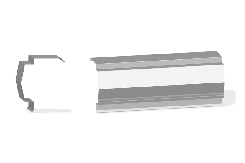 Sculptured Northern Std. Rake Trim - PBR Roof 3/4" Thru 3" From Steel Line with 3/4" Thru 1-3/4" Wall Panel — Product reference illustration. The shown finish and dimensions are representative; refer to the selected product options.