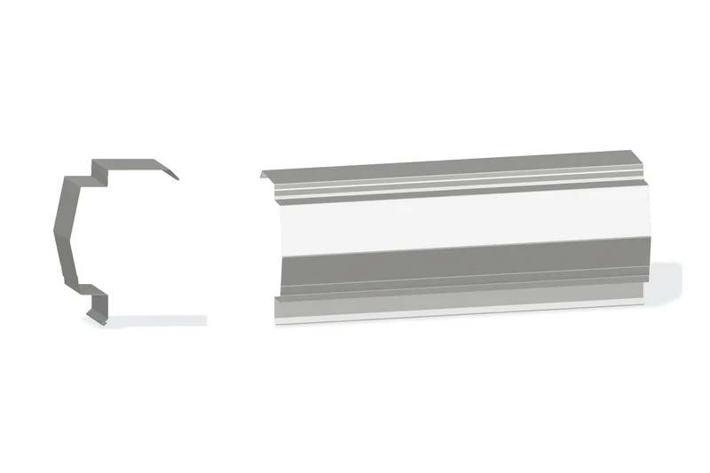 Sculptured Northern Std. Rake Trim - PBR Roof At Steel Line Up To 3/4" with 3" Wall Panel — Product reference illustration. The shown finish and dimensions are representative; refer to the selected product options.
