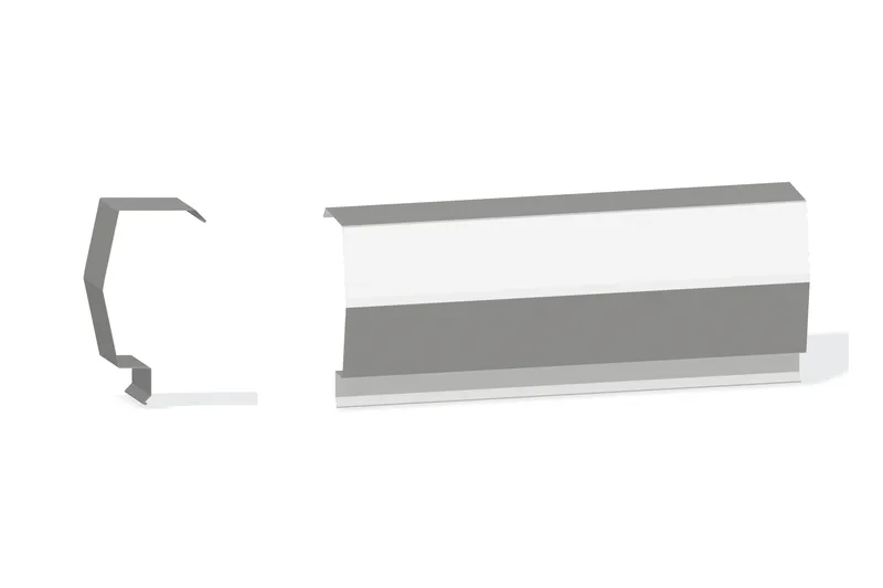 Sculptured Southern Lg. Mitered Rake Trim - PBR Roof At Steel Line Up To 3/4" with 3/4" Thru 1-3/4" Wall Panel — Product reference illustration. The shown finish and dimensions are representative; refer to the selected product options.