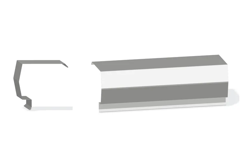 Sculptured Southern Std. Mitered Rake Trim - PBR Roof 3/4" Thru 3" From Steel Line with 3" Wall Panel — Product reference illustration. The shown finish and dimensions are representative; refer to the selected product options.