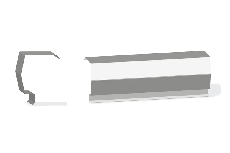 Sculptured Southern Std. Mitered Rake Trim - PBR Roof At Steel Line Up To 3/4" with 3" Wall Panel — Product reference illustration. The shown finish and dimensions are representative; refer to the selected product options.