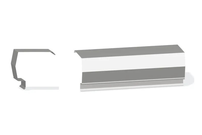 Sculptured Southern Std. Rake Trim - PBR Roof 3/4" Thru 3" From Steel Line with 3" Wall Panel — Product reference illustration. The shown finish and dimensions are representative; refer to the selected product options.