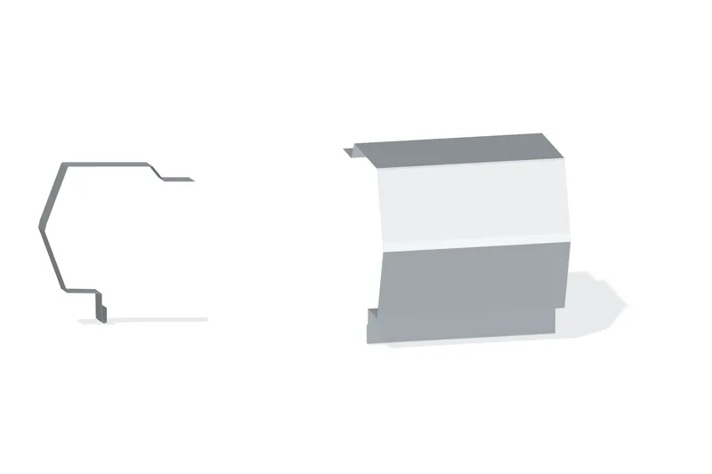 Sculptured Rake Trim Peak Box - 7.2 Panel — Product reference illustration. The shown finish and dimensions are representative; refer to the selected product options.